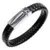Keinonahkainen rannekoru, Black Faux Leather Bracelet with Bullet