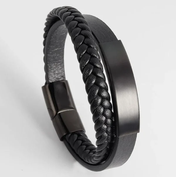 Keinonahkainen rannekoru, All Black Faux Leather Bracelet