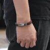 Keinonahkainen rannekoru, Brown Faux Leather Bracelet with Bullet