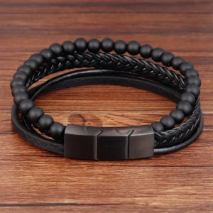 Keinonahkainen rannekoru, Natural Stone Faux Leather Bracelet