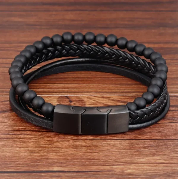 Keinonahkainen rannekoru, Natural Stone Faux Leather Bracelet