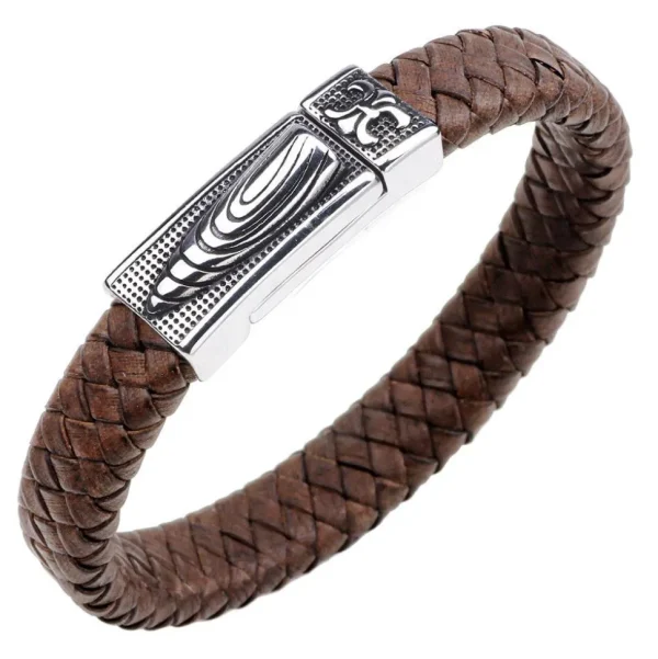 Keinonahkainen rannekoru, Brown Faux Leather Bracelet with Bullet