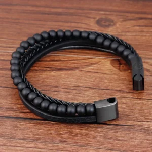 Keinonahkainen rannekoru, Natural Stone Faux Leather Bracelet