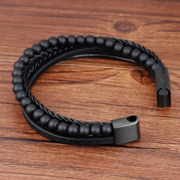 Keinonahkainen rannekoru, Natural Stone Faux Leather Bracelet