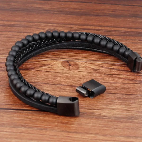 Keinonahkainen rannekoru, Natural Stone Faux Leather Bracelet