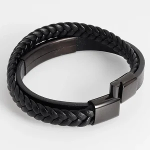 Keinonahkainen rannekoru, All Black Faux Leather Bracelet