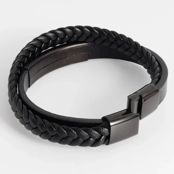 Keinonahkainen rannekoru, All Black Faux Leather Bracelet