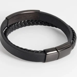 Keinonahkainen rannekoru, All Black Faux Leather Bracelet