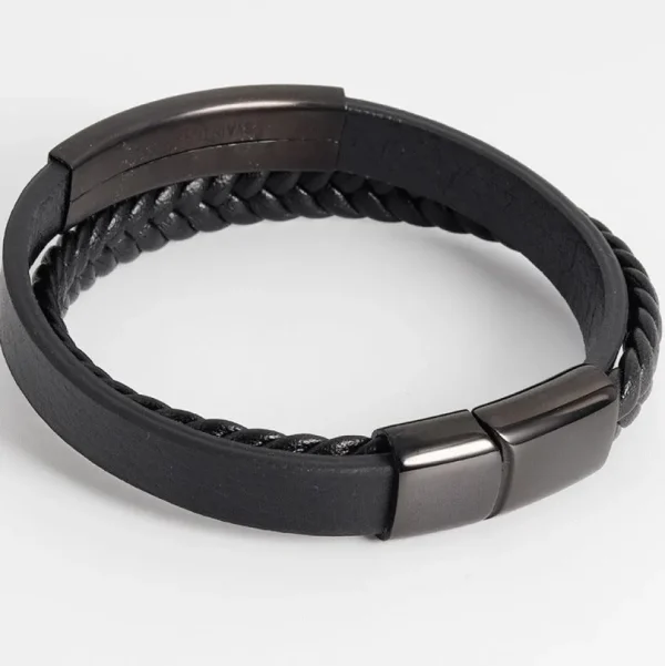 Keinonahkainen rannekoru, All Black Faux Leather Bracelet
