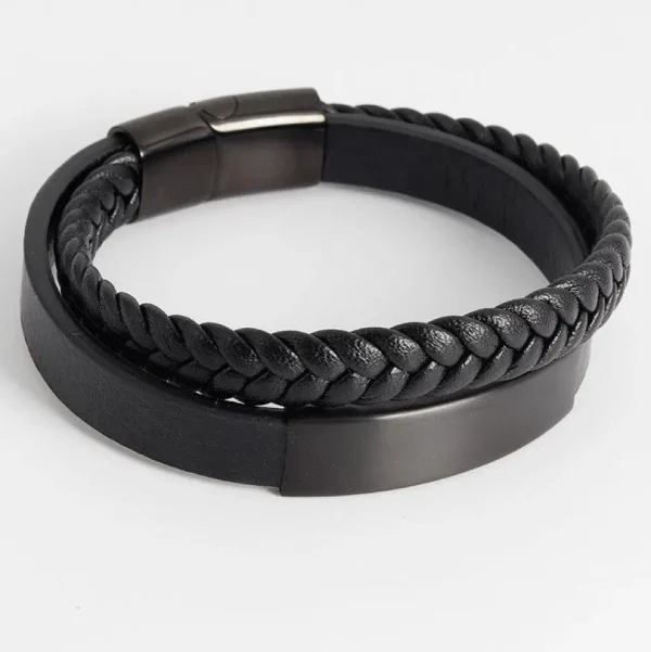 Keinonahkainen rannekoru, All Black Faux Leather Bracelet