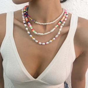 Kerroskaulakoru, FRENCH RIVIERA | Trendy Colourful Three Piece Necklace