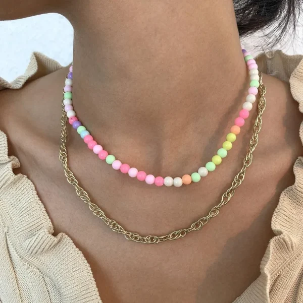 Kerroskaulakoru, FRENCH RIVIERA | Trendy Colourful Necklace with Chain