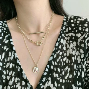 Kerroskaulakoru, FRENCH RIVIERA | Stylish Light Gold Layer Necklace