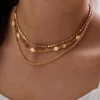 Kerroskaulakoru, FRENCH RIVIERA | Short Three Layer Necklace in Gold