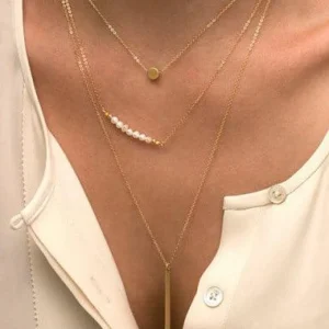 Kerroskaulakoru, FRENCH RIVIERA | Delicate Three Layer Necklace in Gold