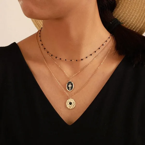 Kerroskaulakoru, FRENCH RIVIERA | Cross Layer Necklace in Gold