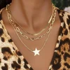 Kerroskaulakoru, FRENCH RIVIERA | Three Layer Star Necklace in Gold