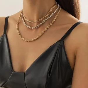 Kerroskaulakoru, FRENCH RIVIERA | Three Layer Party Necklace in Gold