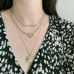 Kerroskaulakoru, FRENCH RIVIERA | Stylish Light Gold Layer Necklace