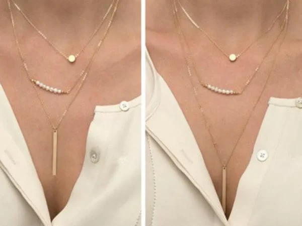 Kerroskaulakoru, FRENCH RIVIERA | Delicate Three Layer Necklace in Gold