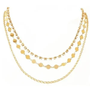 Kerroskaulakoru, FRENCH RIVIERA | Short Three Layer Necklace in Gold