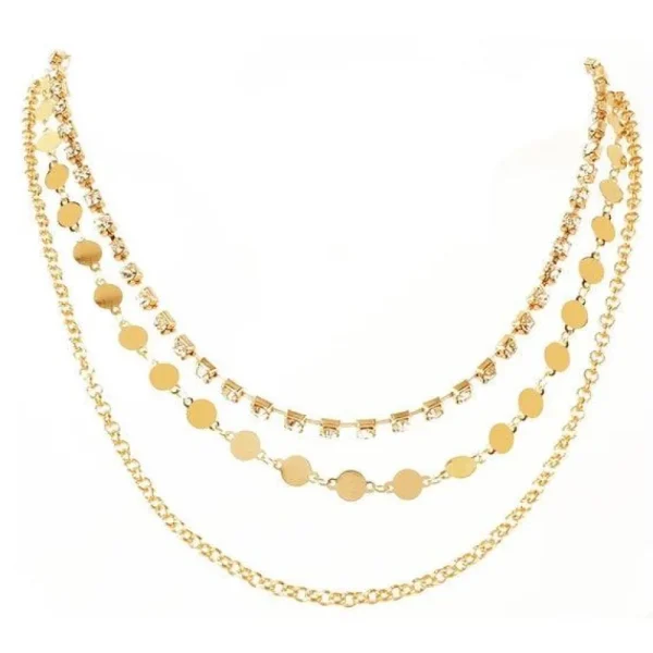 Kerroskaulakoru, FRENCH RIVIERA | Short Three Layer Necklace in Gold