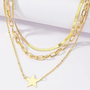 Kerroskaulakoru, FRENCH RIVIERA | Three Layer Star Necklace in Gold
