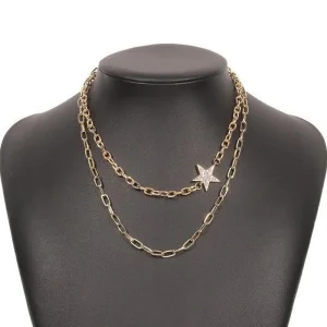 Kerroskaulakoru, FRENCH RIVIERA | Two Layer Star Necklace in Gold