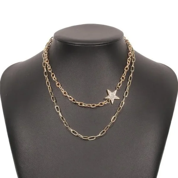Kerroskaulakoru, FRENCH RIVIERA | Two Layer Star Necklace in Gold
