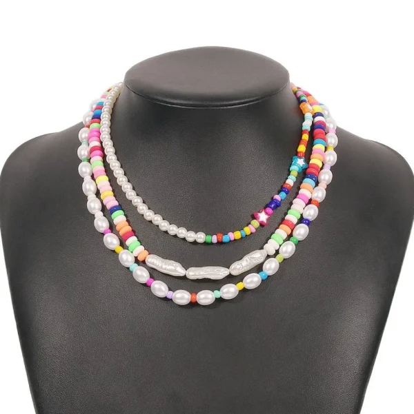 Kerroskaulakoru, FRENCH RIVIERA | Trendy Colourful Three Piece Necklace