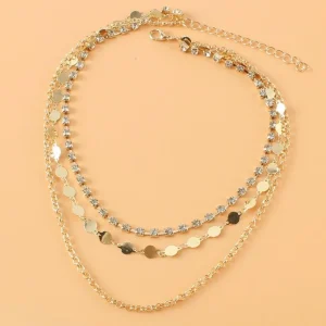 Kerroskaulakoru, FRENCH RIVIERA | Short Three Layer Necklace in Gold