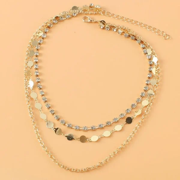 Kerroskaulakoru, FRENCH RIVIERA | Short Three Layer Necklace in Gold