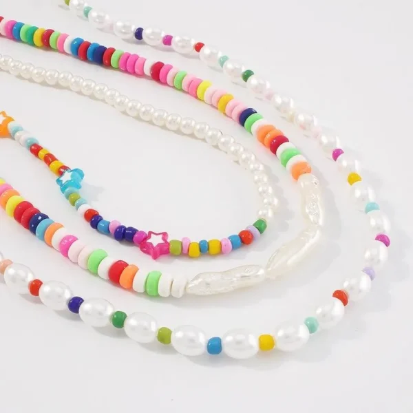 Kerroskaulakoru, FRENCH RIVIERA | Trendy Colourful Three Piece Necklace