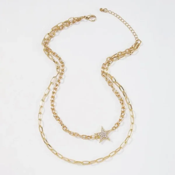 Kerroskaulakoru, FRENCH RIVIERA | Two Layer Star Necklace in Gold