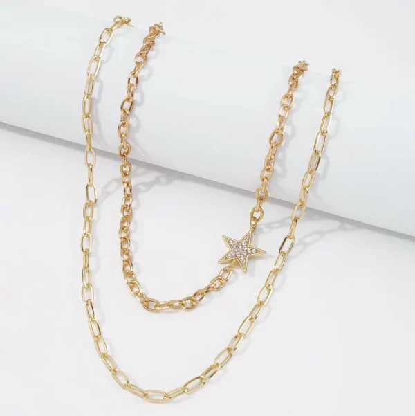 Kerroskaulakoru, FRENCH RIVIERA | Two Layer Star Necklace in Gold