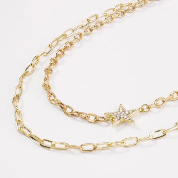 Kerroskaulakoru, FRENCH RIVIERA | Two Layer Star Necklace in Gold