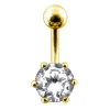 Kirurginteräksinen napakoru, Mini Cubic Zirconia (kulta)
