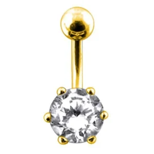 Kirurginteräksinen napakoru, Mini Cubic Zirconia (kulta)