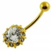Kirurginteräksinen napakoru | Simple Round Cubic Zirconia in Gold