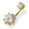 Kirurginteräksinen napakoru, Tupla Cubic Zirconia (kulta)