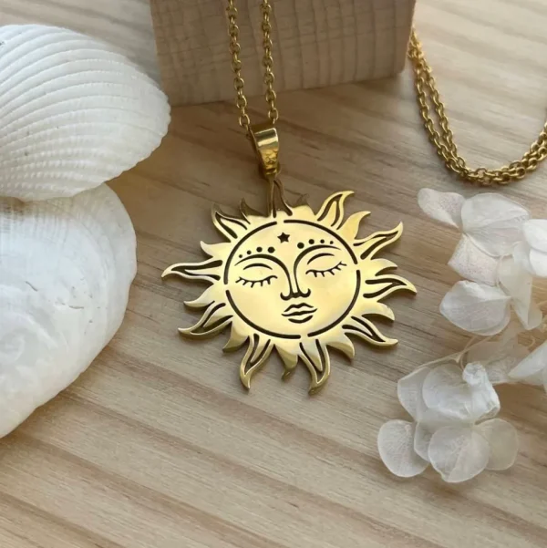 Kirurginteräskaulakoru, Boho Sun -boheemi aurinkokaulakoru (kulta)