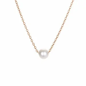 Kirurginteräskaulakoru, FRENCH RIVIERA | Mini Pearl Necklace in Rosegold