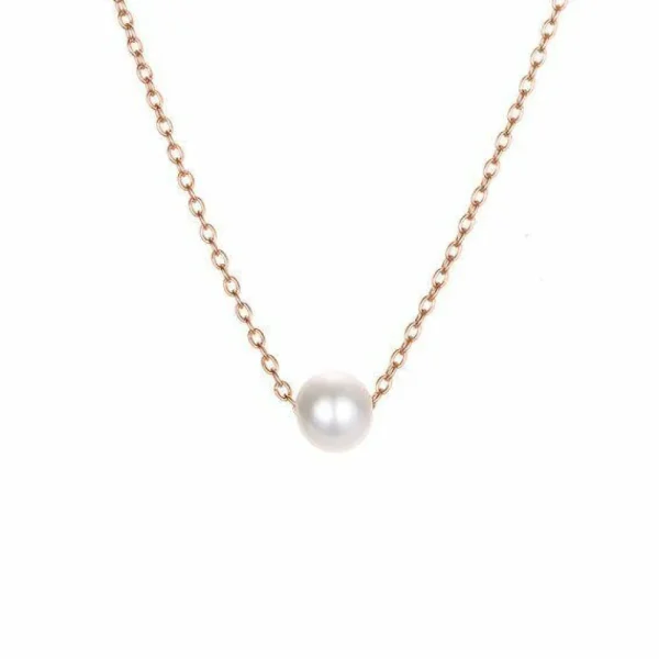 Kirurginteräskaulakoru, FRENCH RIVIERA | Mini Pearl Necklace in Rosegold