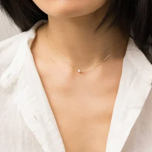 Kirurginteräskaulakoru, FRENCH RIVIERA | Mini Pearl Necklace in Rosegold