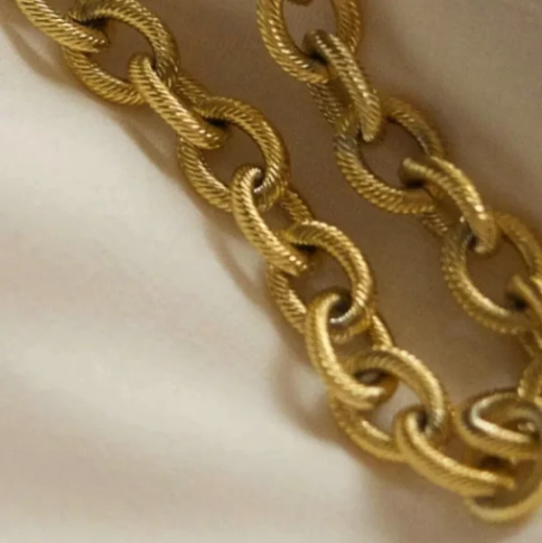 Kirurginteräsketju, FRENCH RIVIERA | Decorated Oval Chain in Gold