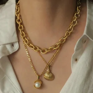 Kirurginteräsketju, FRENCH RIVIERA | Decorated Oval Chain in Gold