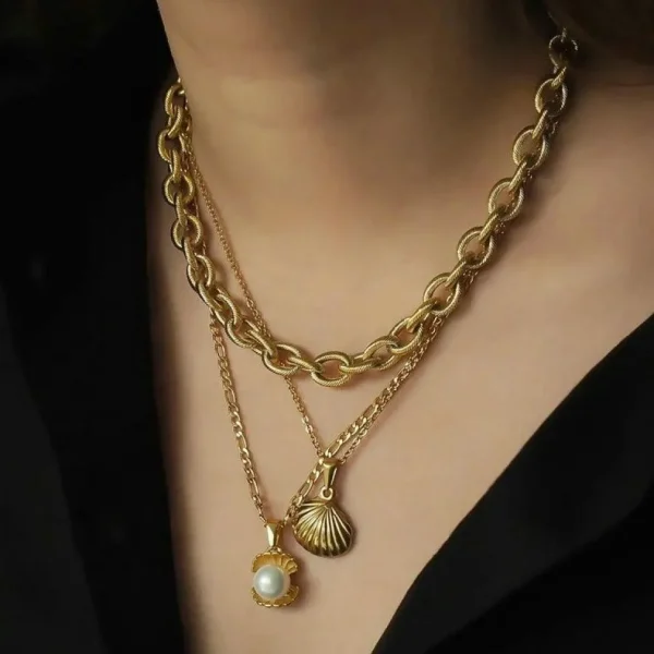 Kirurginteräsketju, FRENCH RIVIERA | Decorated Oval Chain in Gold