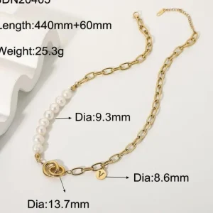 Kirurginteräsketju, FRENCH RIVIERA | Freshwater Pearl Chain in Gold