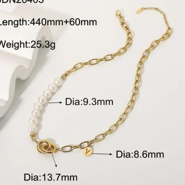 Kirurginteräsketju, FRENCH RIVIERA | Freshwater Pearl Chain in Gold