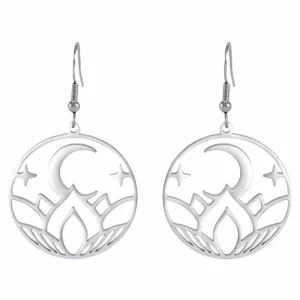 Kirurginteräskorvakorut, Bohemian Lotus -hopeanväriset bohokorvakorut
